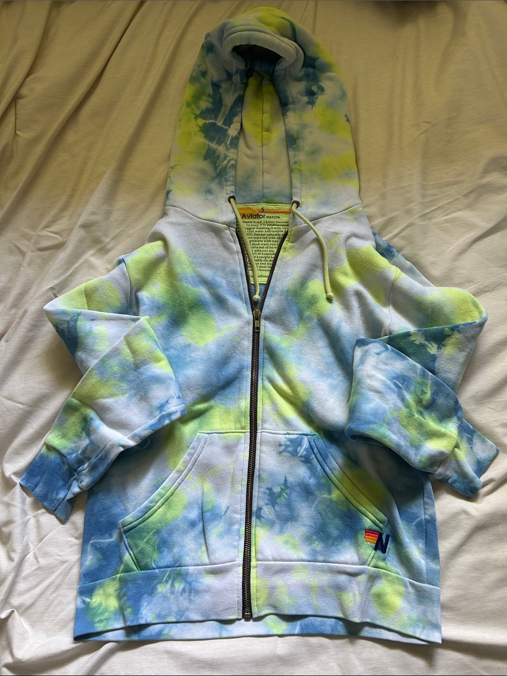 Aviator Nation Blue & Lime Tie-Dye Zip Hoodie